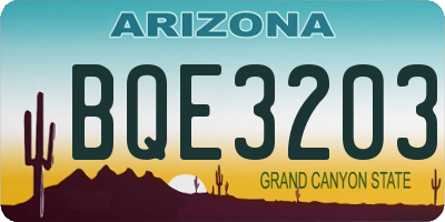 AZ license plate BQE3203