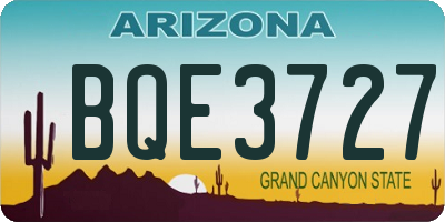 AZ license plate BQE3727