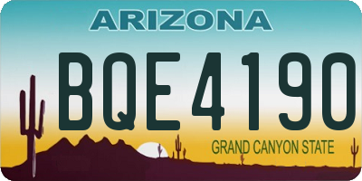 AZ license plate BQE4190