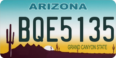 AZ license plate BQE5135