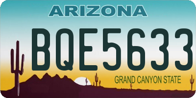 AZ license plate BQE5633