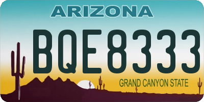 AZ license plate BQE8333