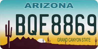 AZ license plate BQE8869