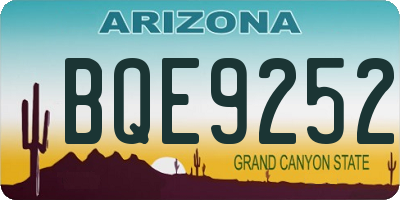 AZ license plate BQE9252
