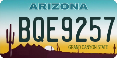 AZ license plate BQE9257