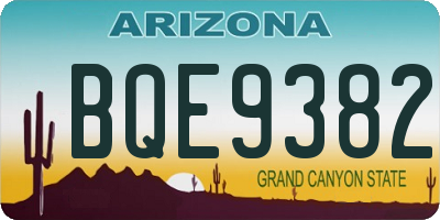 AZ license plate BQE9382