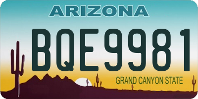 AZ license plate BQE9981