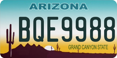 AZ license plate BQE9988