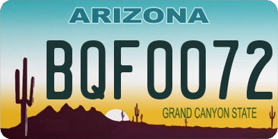 AZ license plate BQF0072