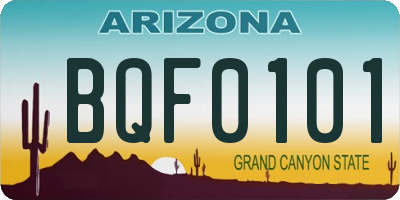 AZ license plate BQF0101