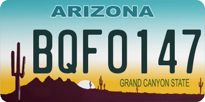 AZ license plate BQF0147
