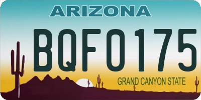 AZ license plate BQF0175