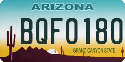 AZ license plate BQF0180