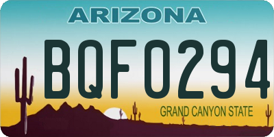 AZ license plate BQF0294