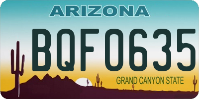 AZ license plate BQF0635