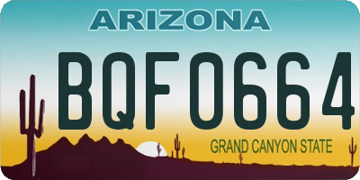 AZ license plate BQF0664