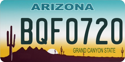 AZ license plate BQF0720