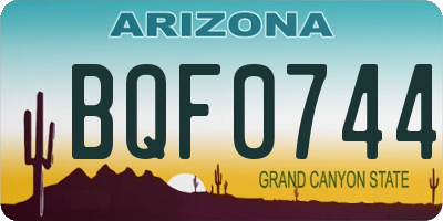 AZ license plate BQF0744