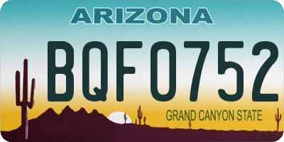 AZ license plate BQF0752