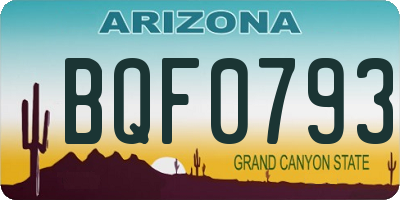 AZ license plate BQF0793