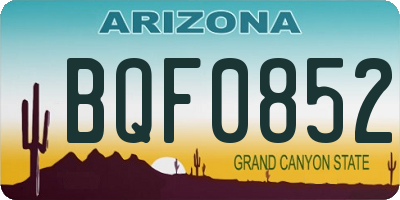AZ license plate BQF0852