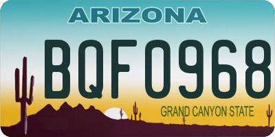 AZ license plate BQF0968