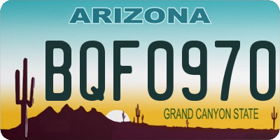 AZ license plate BQF0970