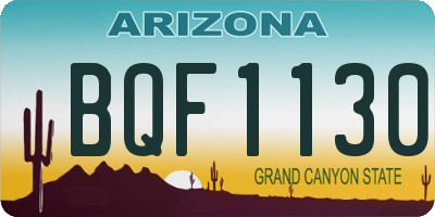 AZ license plate BQF1130