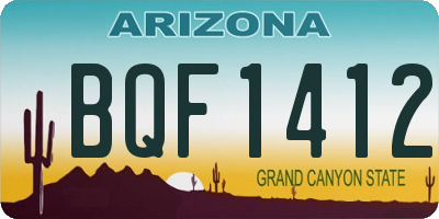 AZ license plate BQF1412