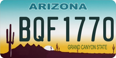 AZ license plate BQF1770