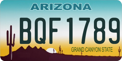 AZ license plate BQF1789