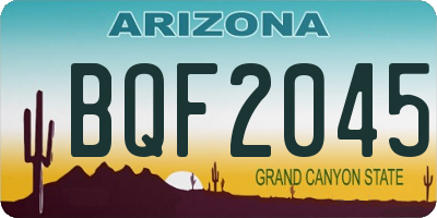 AZ license plate BQF2045