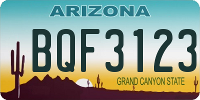 AZ license plate BQF3123