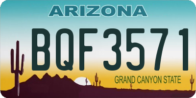 AZ license plate BQF3571