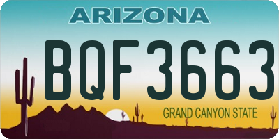 AZ license plate BQF3663
