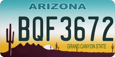AZ license plate BQF3672