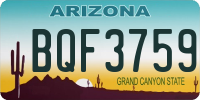 AZ license plate BQF3759