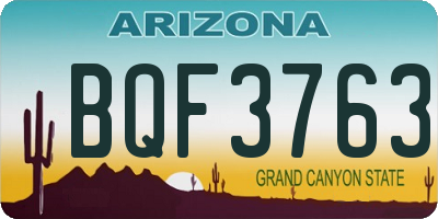 AZ license plate BQF3763