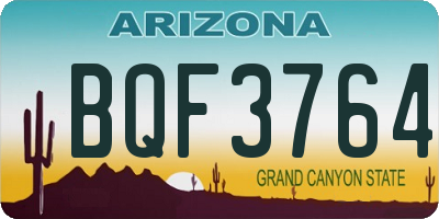 AZ license plate BQF3764