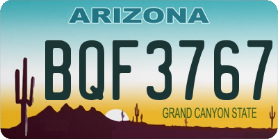 AZ license plate BQF3767
