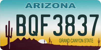 AZ license plate BQF3837