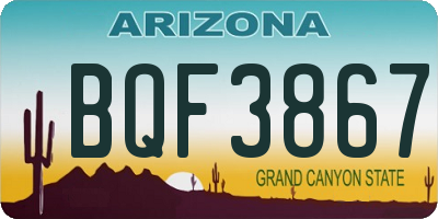 AZ license plate BQF3867
