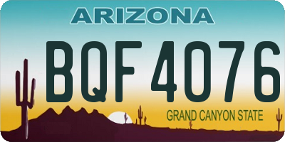AZ license plate BQF4076