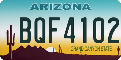 AZ license plate BQF4102