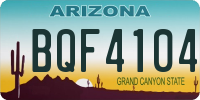 AZ license plate BQF4104