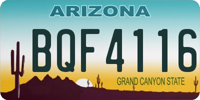 AZ license plate BQF4116