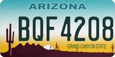 AZ license plate BQF4208