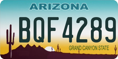 AZ license plate BQF4289