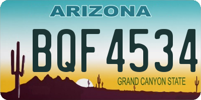 AZ license plate BQF4534