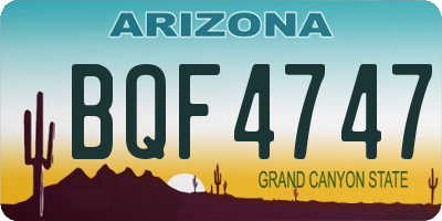 AZ license plate BQF4747
